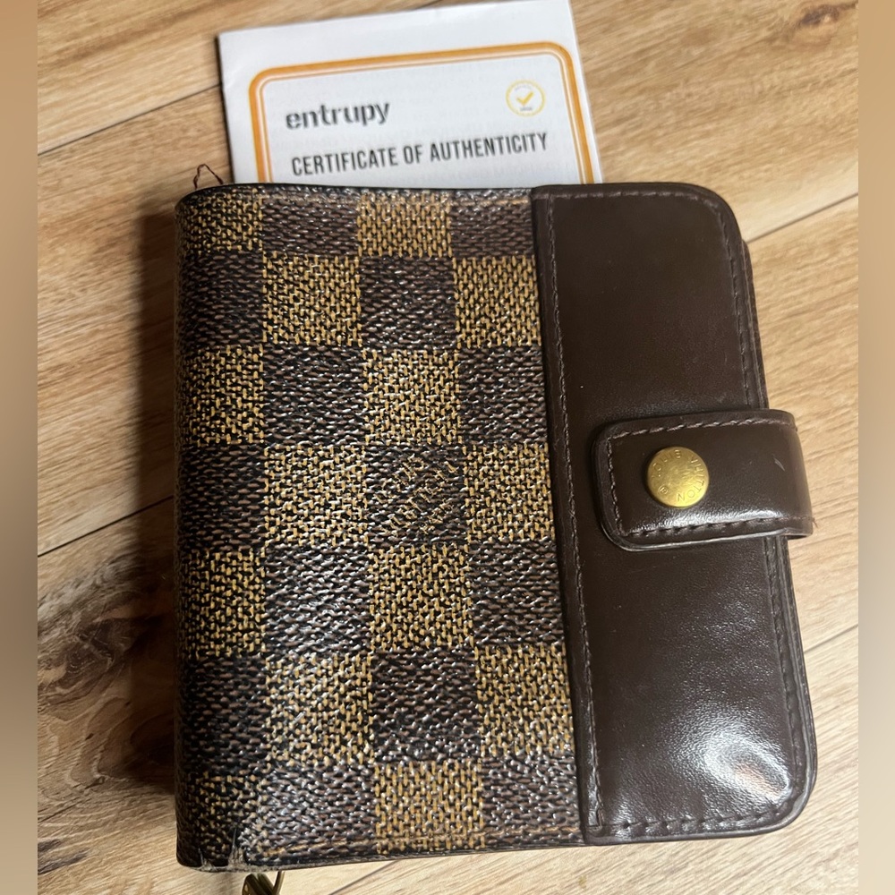 (with COA) Louis Vuitton Damier Ebene Canvas Compact Wallet (Loose Snap Button)